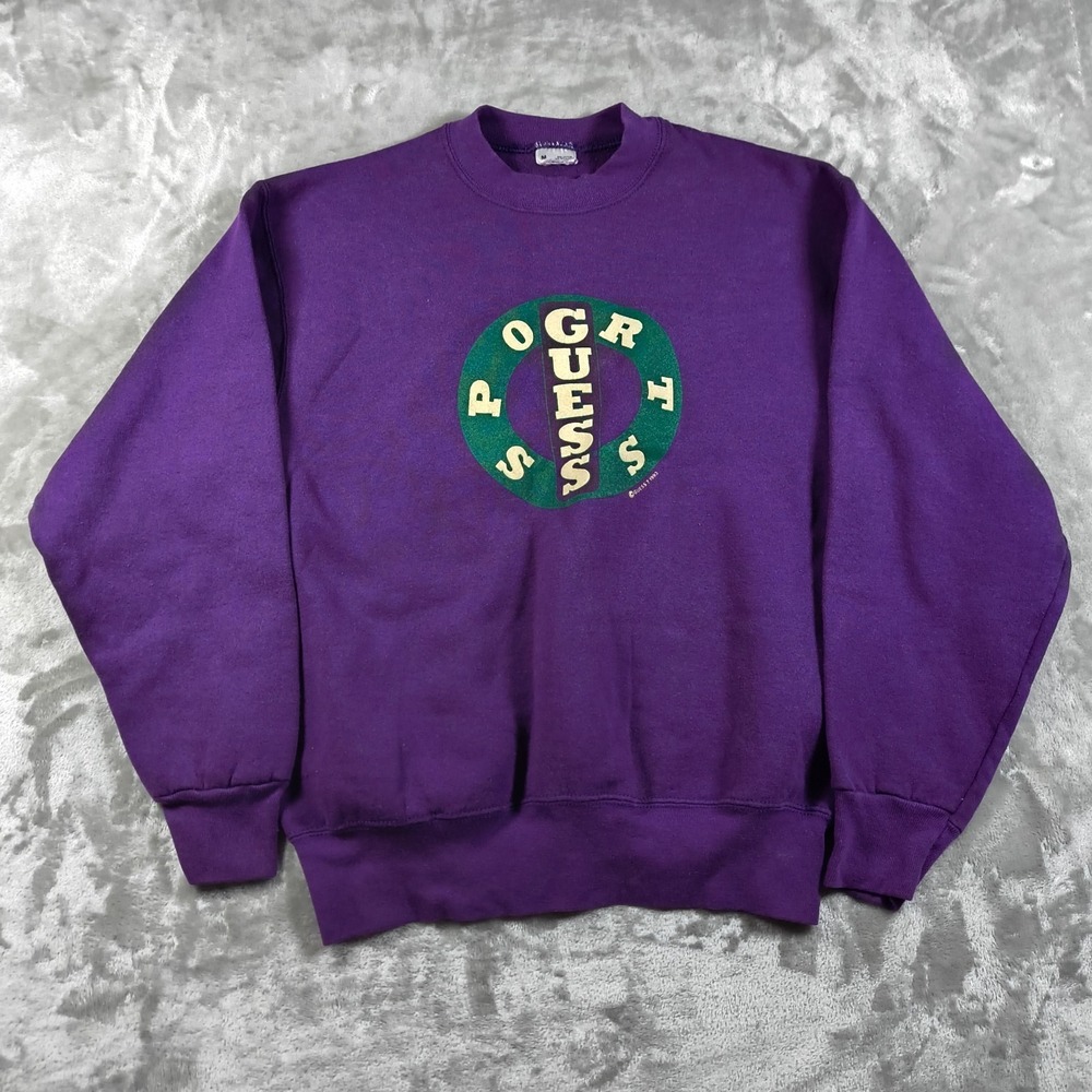 Vintage Guess Sport Sweatshirt Womens Medium Purple Pullover Crewneck 90s Rare